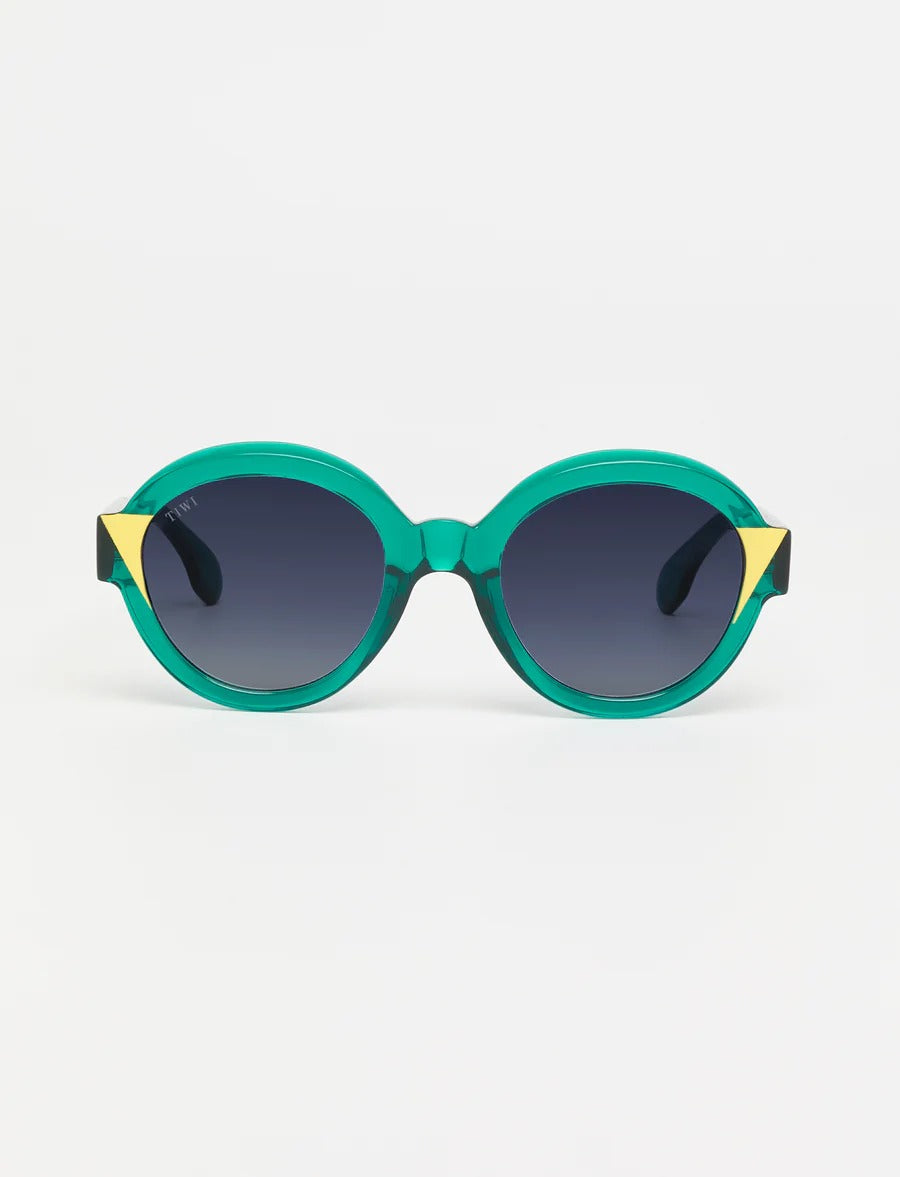 kora 601 - shiny green/yellow with blue lenses