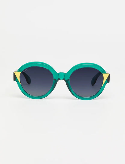 kora 601 - shiny green/yellow with blue lenses