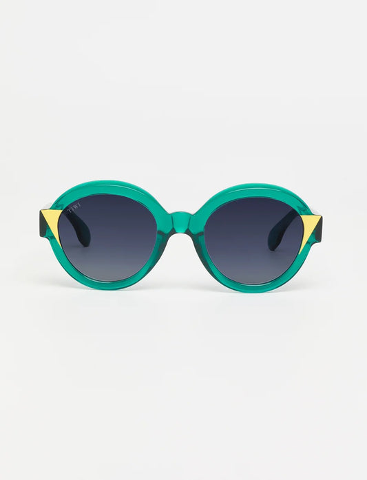 kora 601 - shiny green/yellow with blue lenses