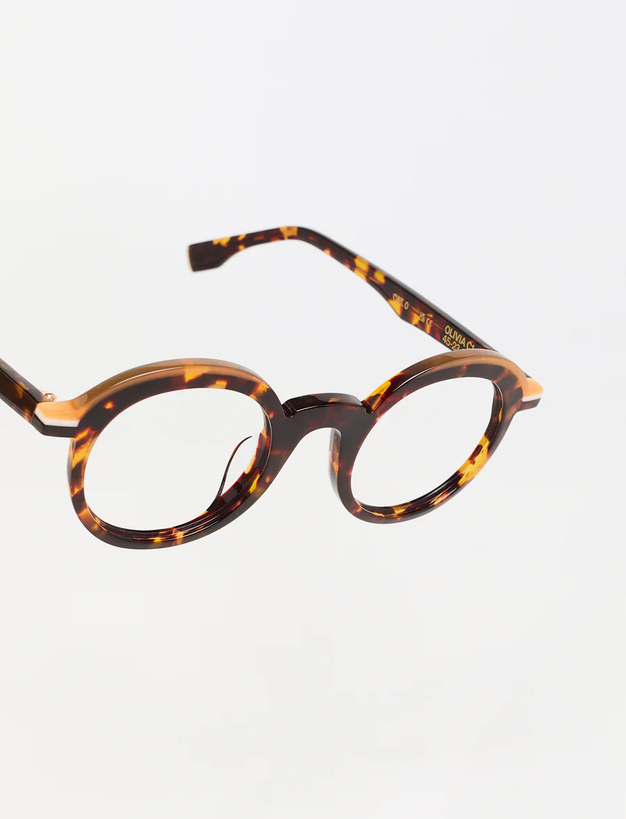 olivia - tricolor green tortoise/solid orange/beige